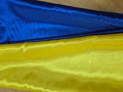 Флаг Украины погребальный, 2400х1600 мм, атлас 8741987 фото