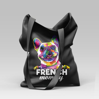 Сумка чорна "French bulldog" 12559 фото