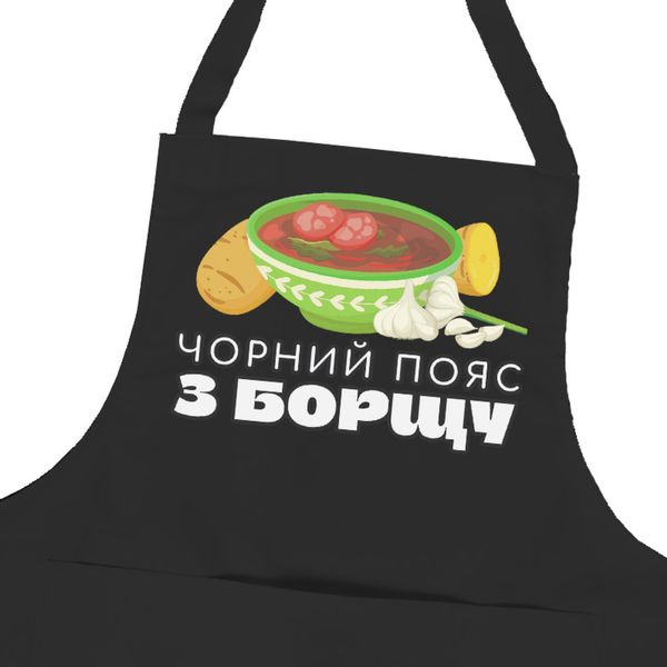 Фартух для кухні "Чорний пояс з борщу", зелений, саржа 5984316 фото