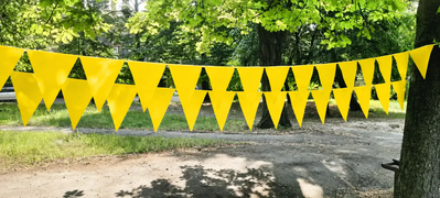 Гірлянда з жовтих тканинних прапорців, 10 м 41497468 фото