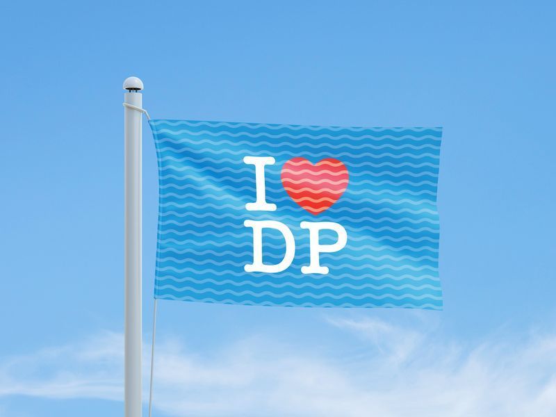 Прапор "I love Dnipro", синій, Штучний шовк, 1200х700 мм 147594 фото