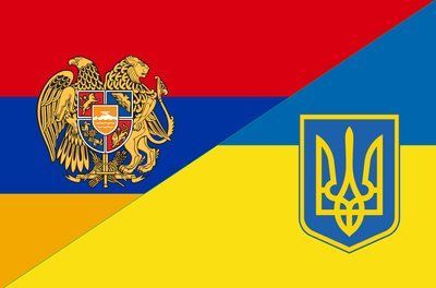 Флаг &laquo;Армения и Украина&raquo;, Искусственный шелк, 1200х700 мм 16358422 фото